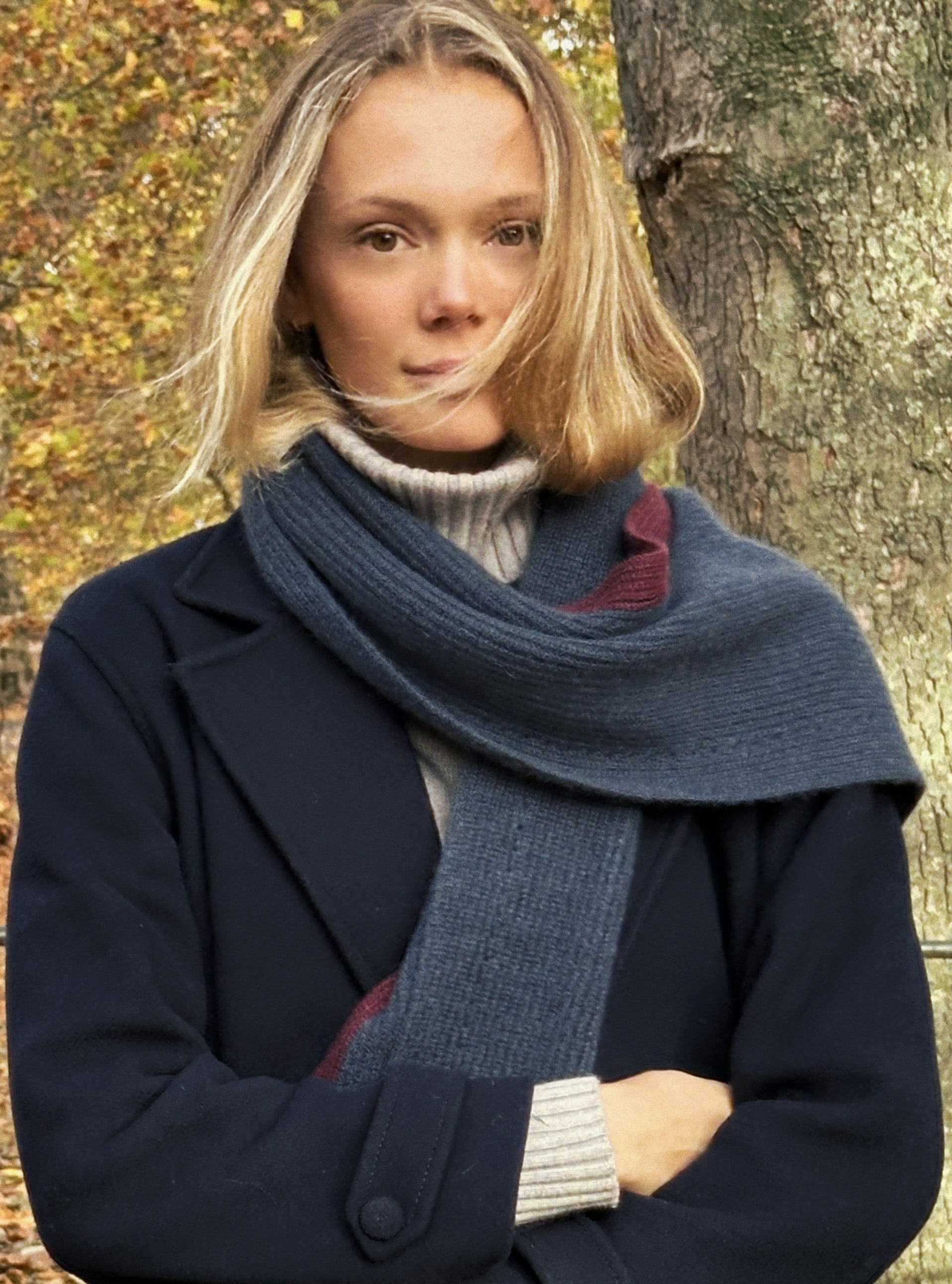 Hera Cashmere scarf - Marine/Burgundy