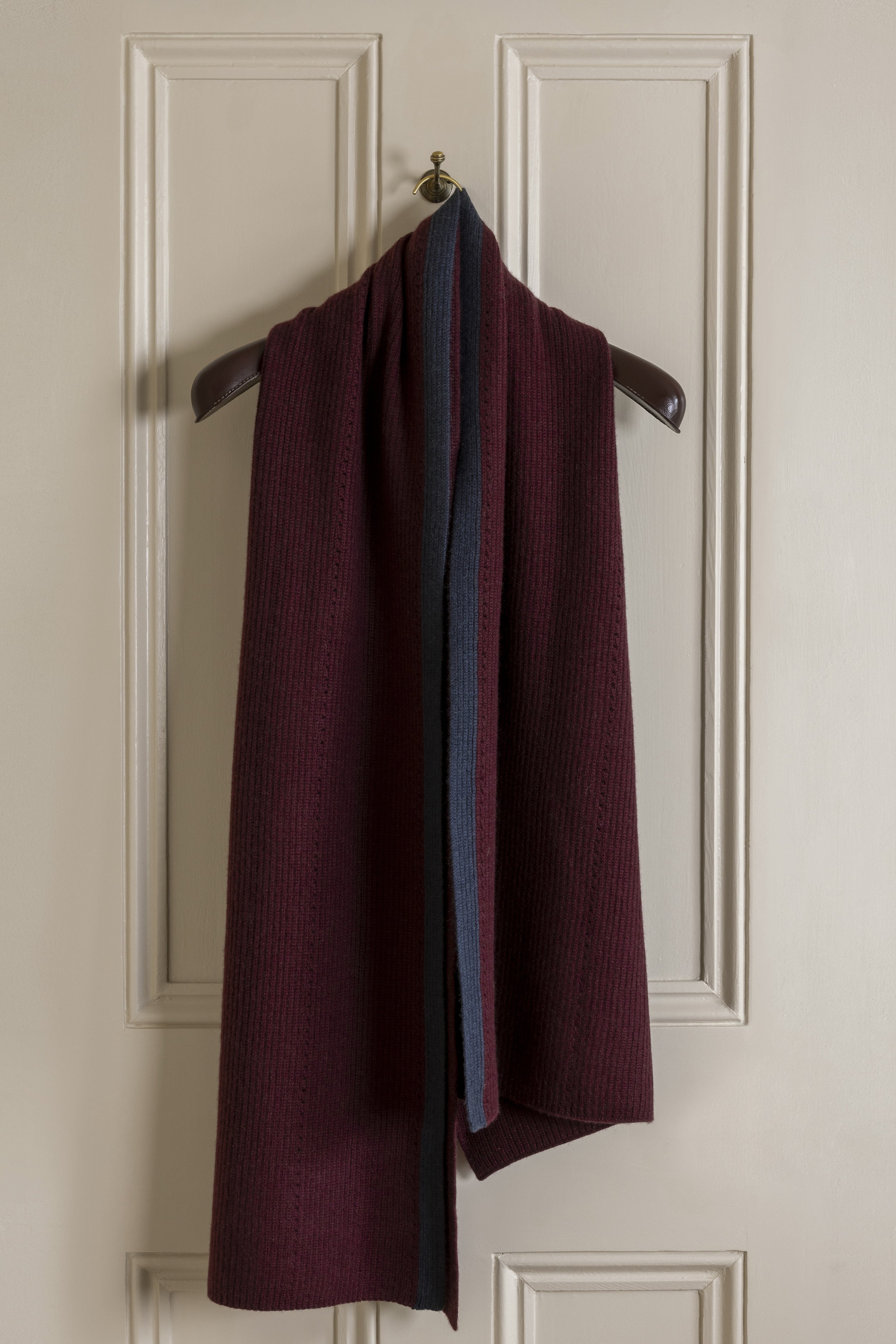 Hera Cashmere large scarf - Burgundy/Marine