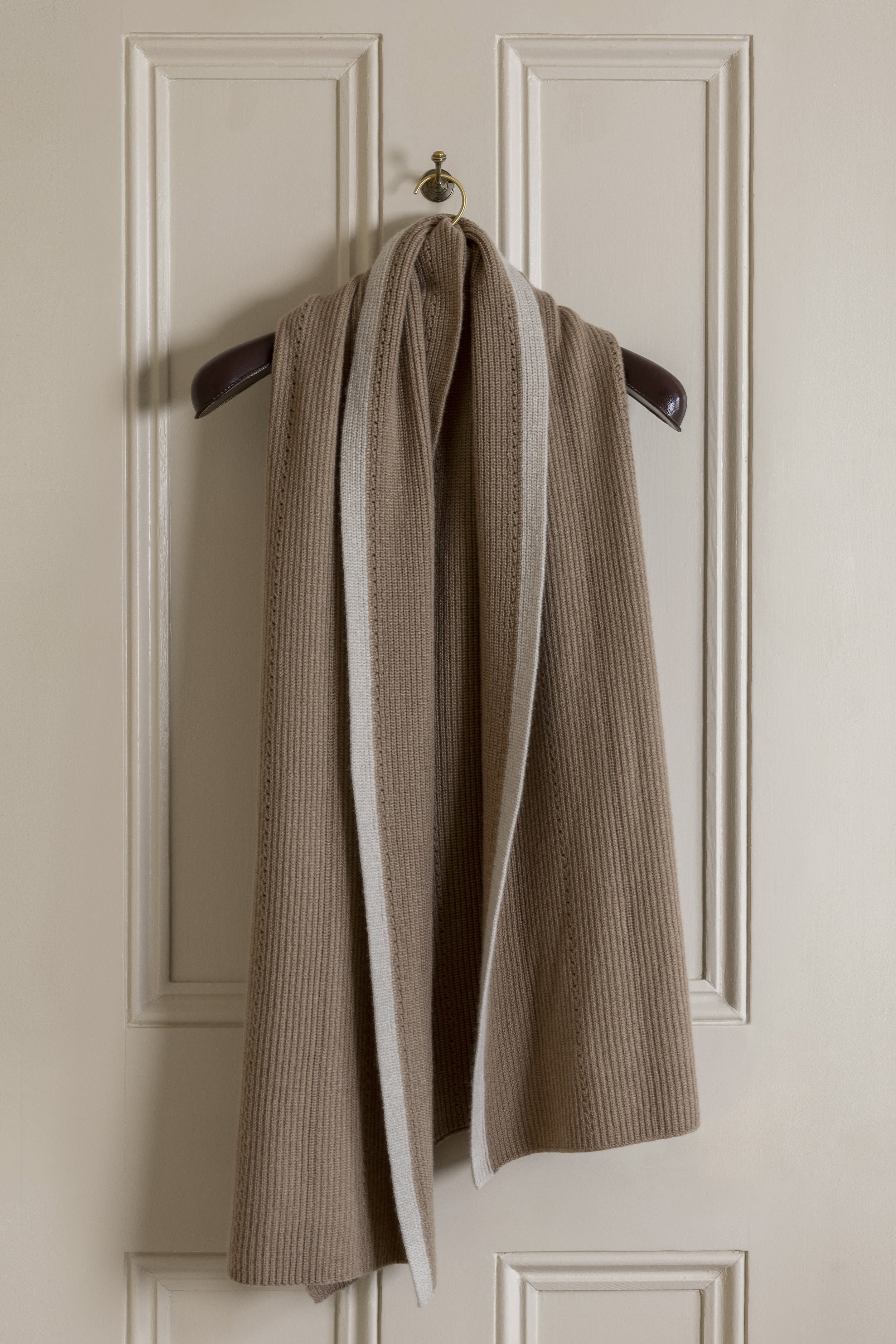 Hera Cashmere large scarf - Camel/Natural