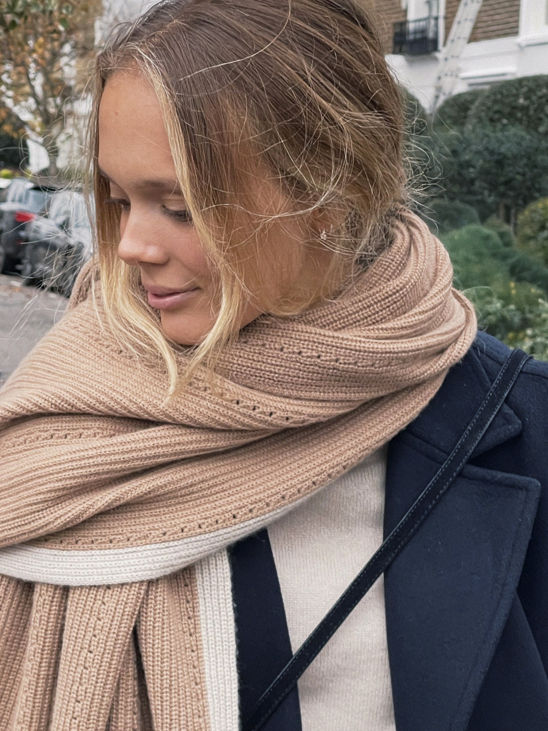 Hera Cashmere large scarf - Camel/Natural